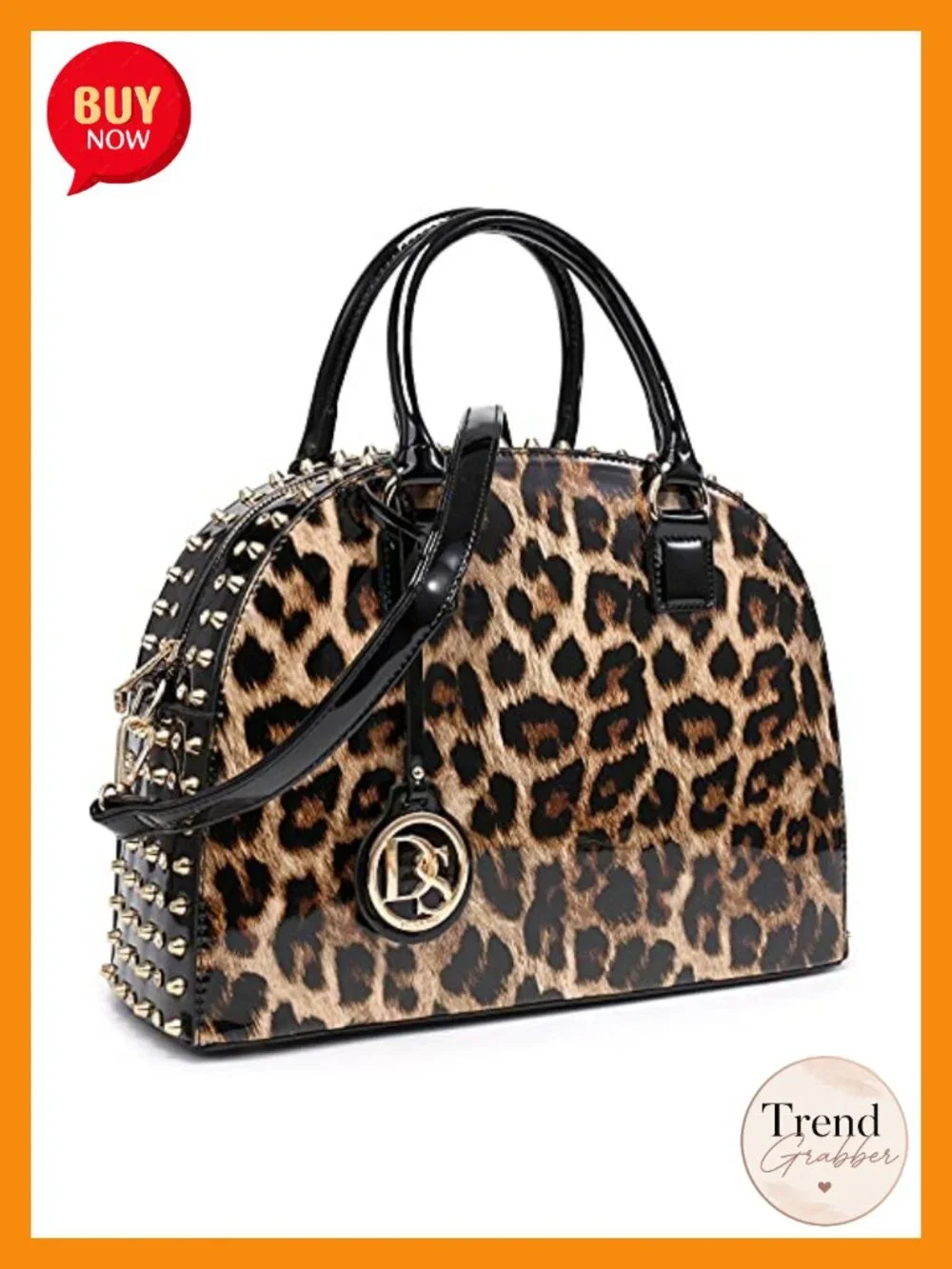 Structured Patent Leather Dome Satchel Work Tote with Shoulder Strap